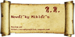 Nováky Miklós névjegykártya